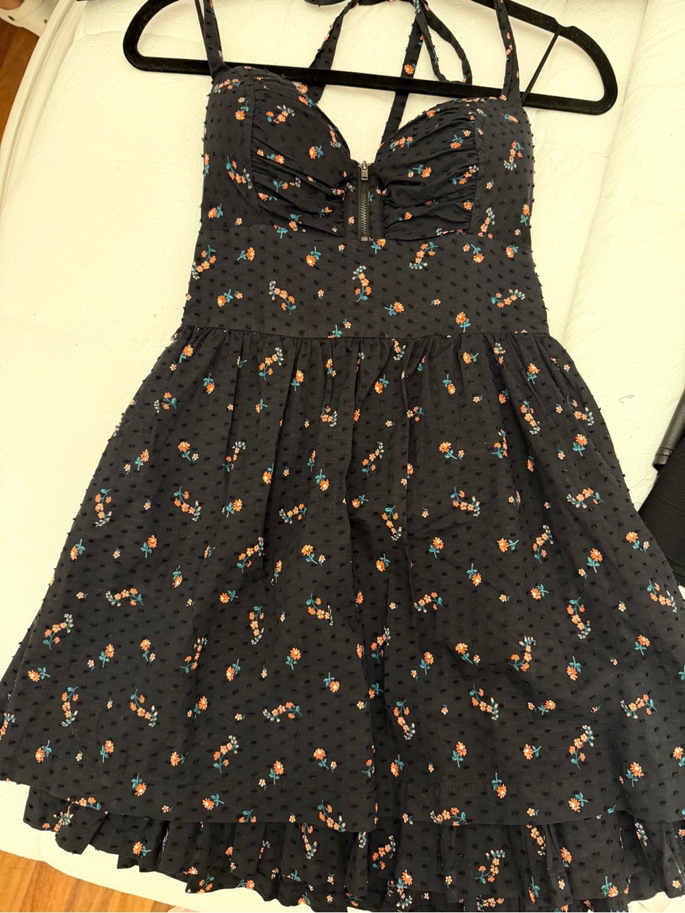 Guess Black Dress with Orange and Teal Floral Print